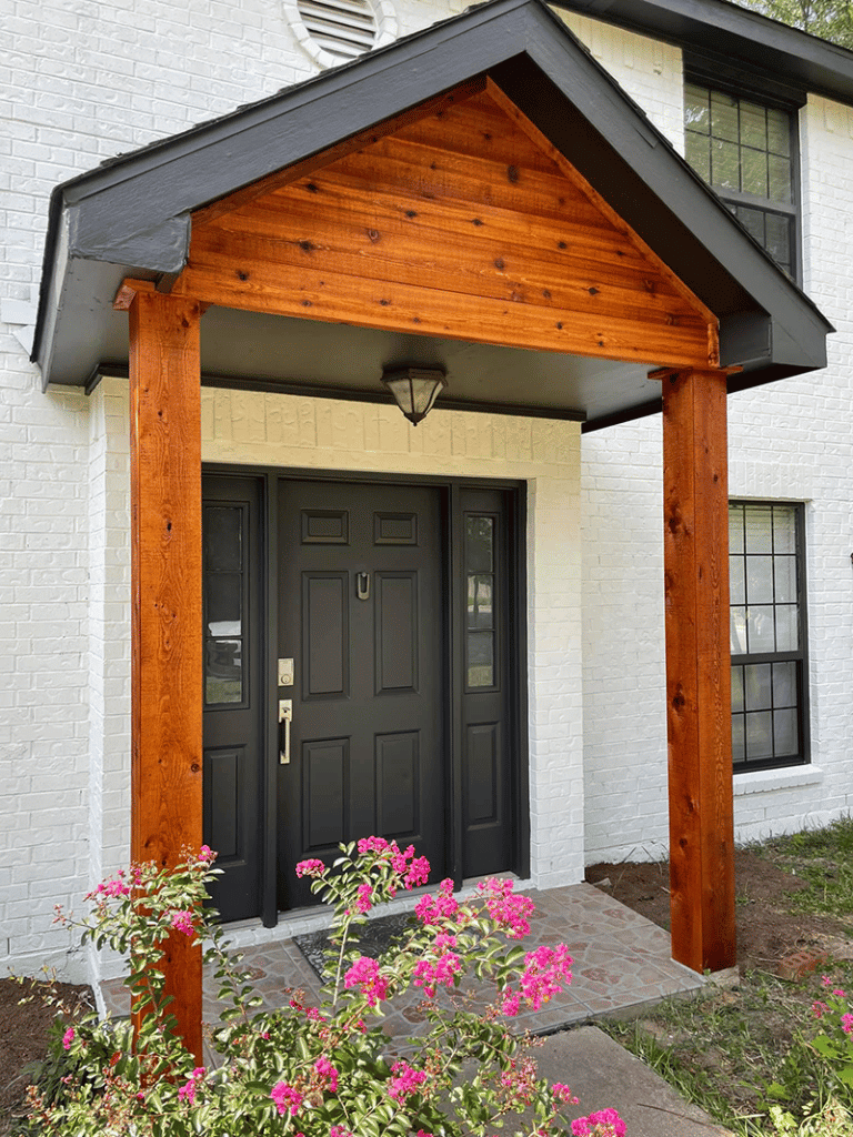 Cedar Gable Entryway refinished and stained